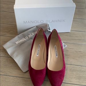 Plum suede manolo blahnik low heel shoes